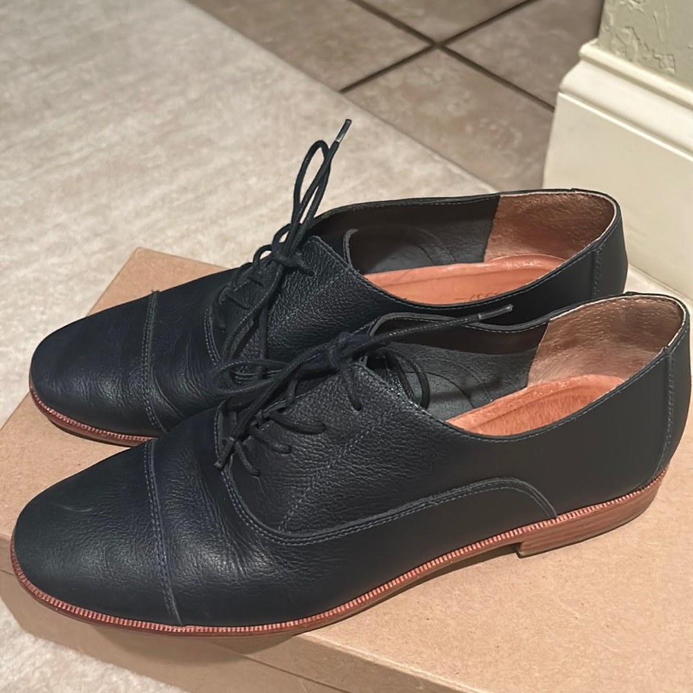 Madewell Genuine Leather Blue- lace up loafers